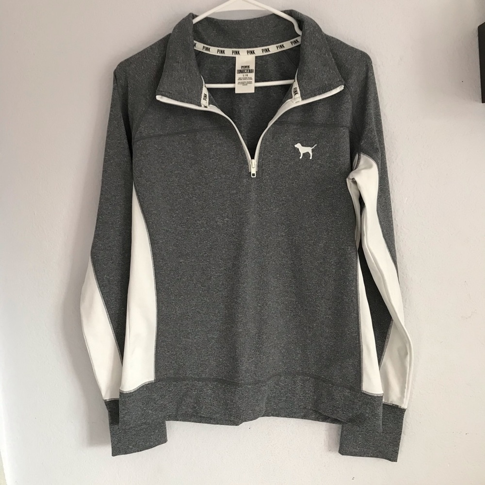VS PINK L grey athletic pull over top